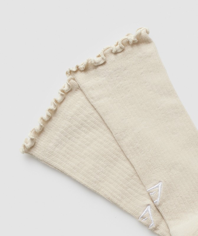 Gymshark Frill Crew Single Sock Cream Beige / Soft White | 76908SGFL