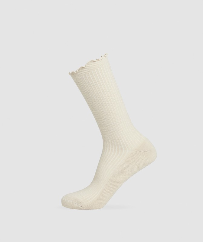 Gymshark Frill Crew Single Sock Cream Beige / Soft White | 76908SGFL
