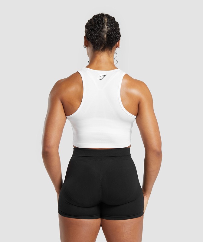 Gymshark Future Weightlifting Champ Crop Tank White | 94630RAFJ
