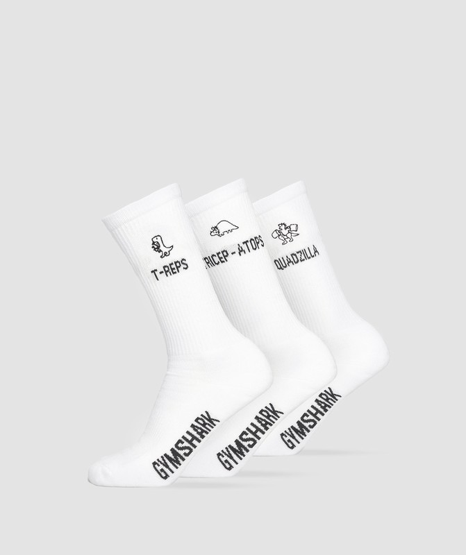 Gymshark GFX T-Reps Crew 3pk White | 03281JBVP