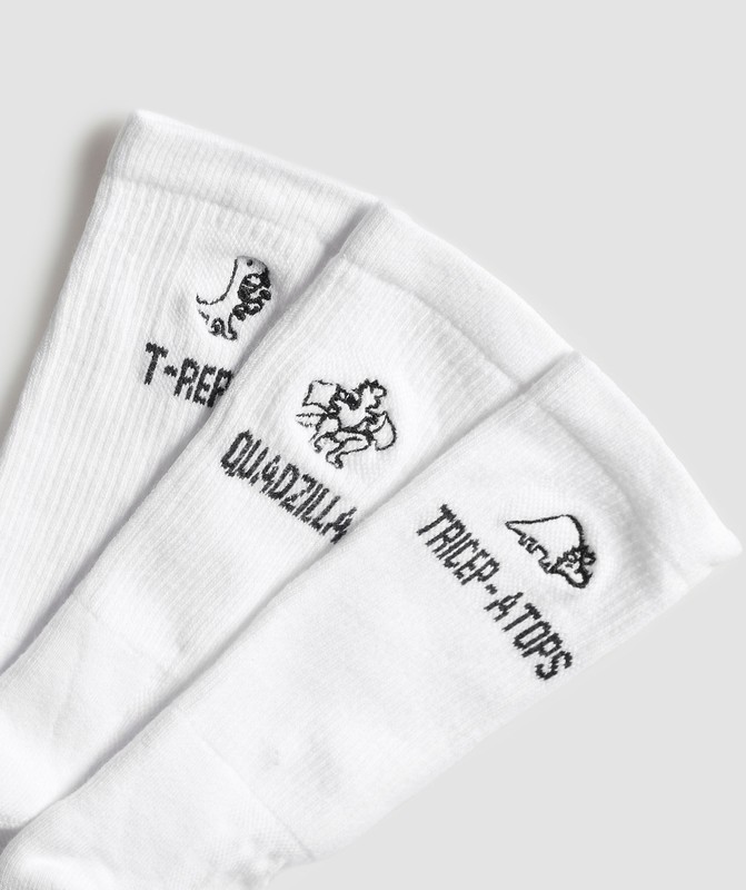 Gymshark GFX T-Reps Crew 3pk White | 78014UXLF