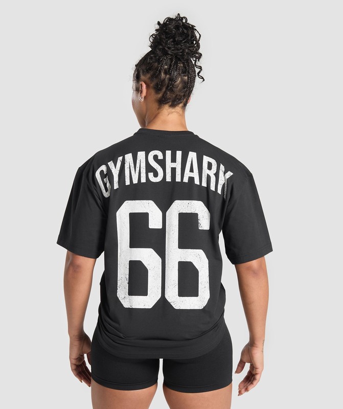 Gymshark GS66 Graphic Oversized T-Shirt Black | 49612OIUR