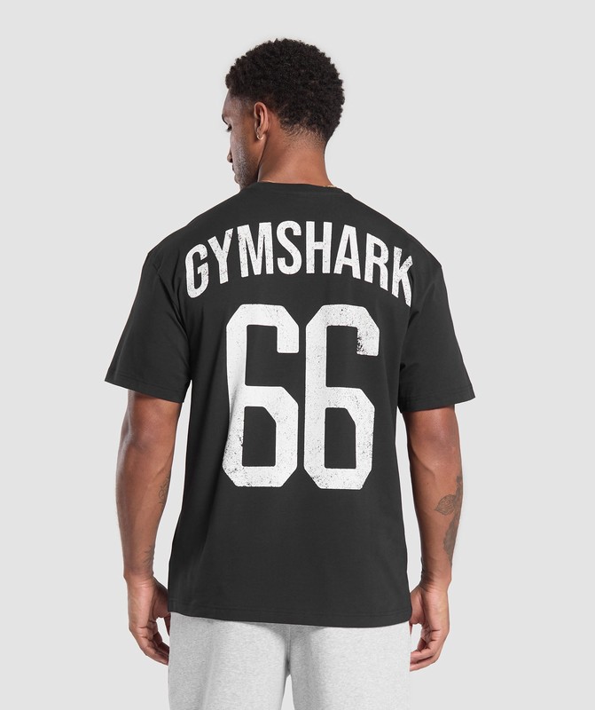 Gymshark GS66 Graphic Oversized T-Shirt Black | 19256OXTA
