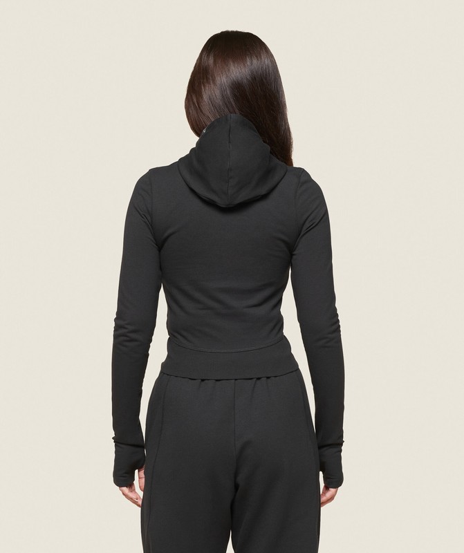 Gymshark GS x Leana Deeb Hooded Midi Top Black | 01965AOFR