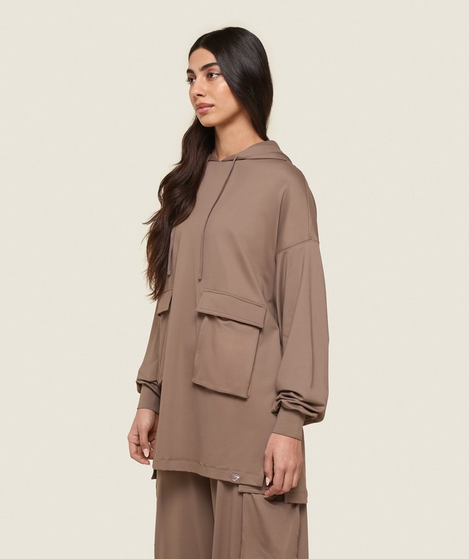 Gymshark GS x Leana Deeb Oversized Hoodie Soul Brown | 13654VOSG