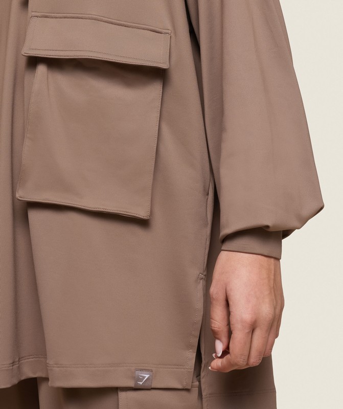 Gymshark GS x Leana Deeb Oversized Hoodie Soul Brown | 13654VOSG