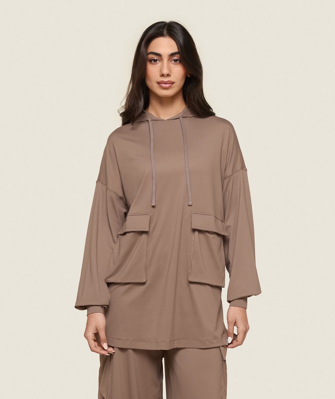 Gymshark GS x Leana Deeb Oversized Hoodie Soul Brown | 13654VOSG
