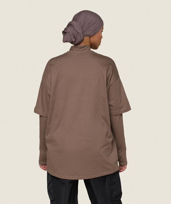 Gymshark GS x Leana Deeb Oversized Long Sleeve T-Shirt Soul Brown | 43915LMUY