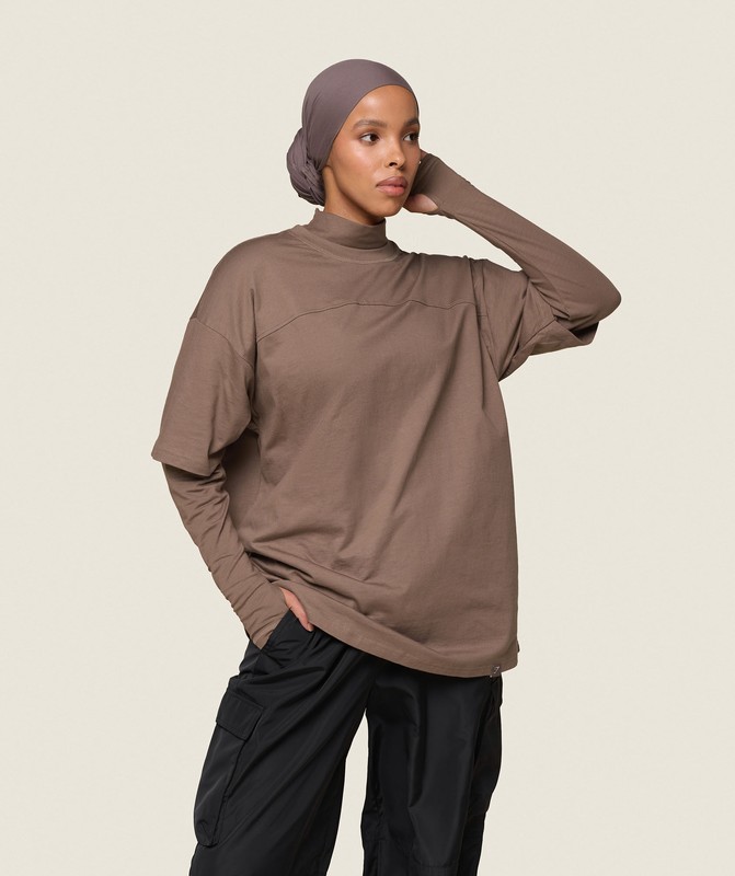 Gymshark GS x Leana Deeb Oversized Long Sleeve T-Shirt Soul Brown | 43915LMUY