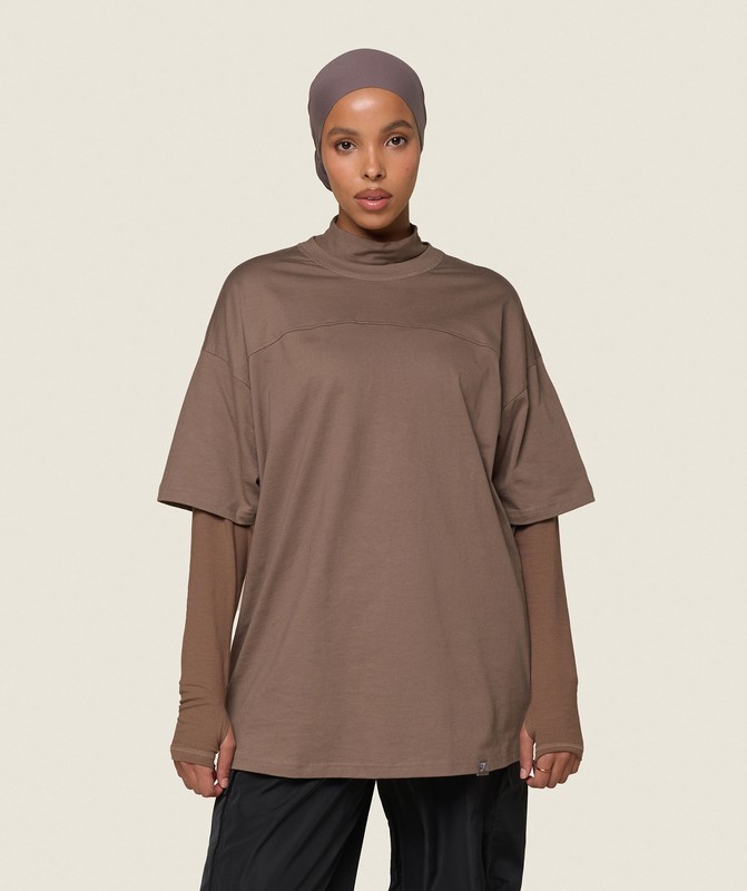 Gymshark GS x Leana Deeb Oversized Long Sleeve T-Shirt Soul Brown | 43915LMUY