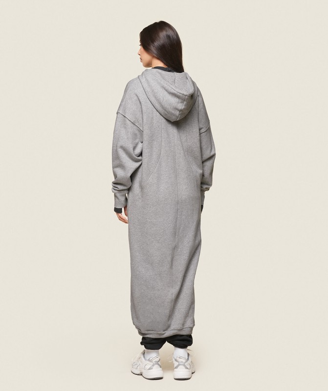 Gymshark GS x Leana Deeb Oversized Longline Zip Through Light Grey Marl | 20749IQWP