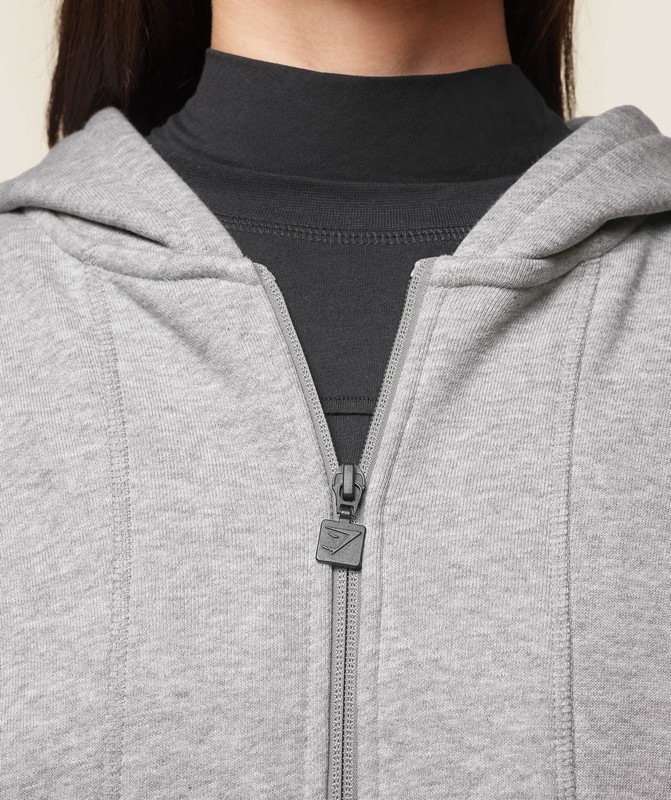 Gymshark GS x Leana Deeb Oversized Longline Zip Through Light Grey Marl | 20749IQWP