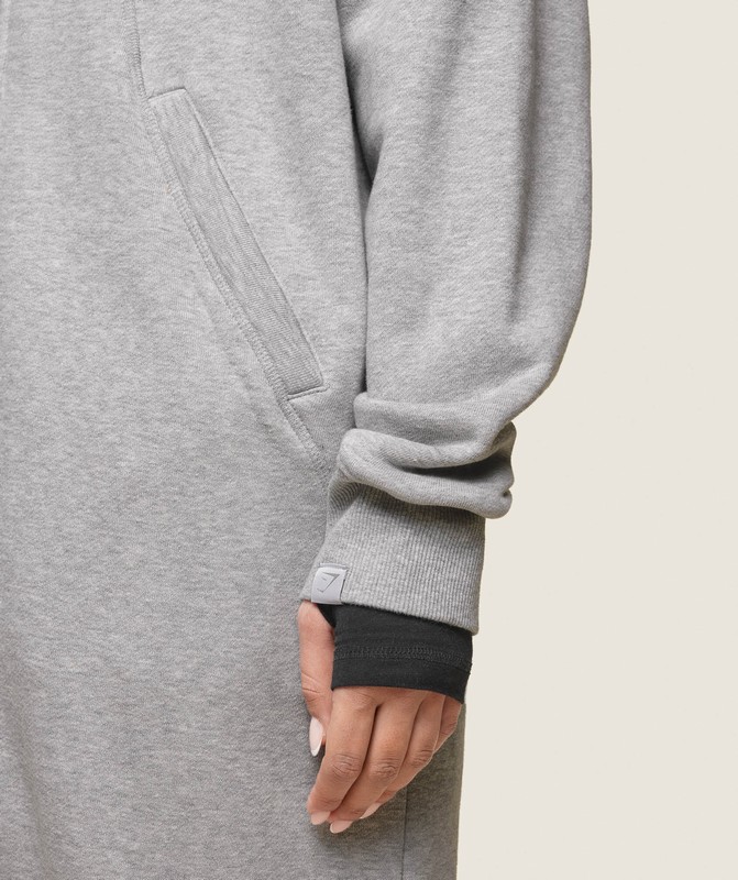 Gymshark GS x Leana Deeb Oversized Longline Zip Through Light Grey Marl | 20749IQWP