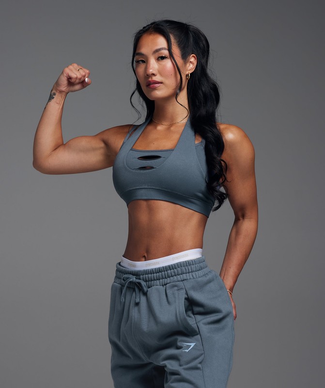 Gymshark Gains Seamless Bralette Titanium Blue | 81279SAEY
