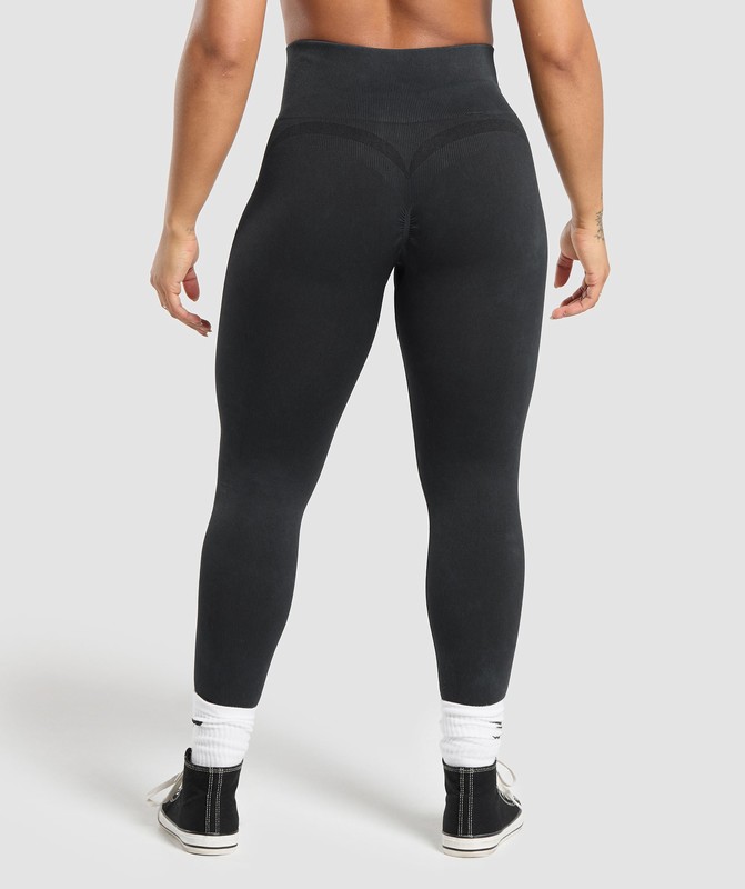 Gymshark Gains Seamless Leggings Black | 98472XGCI