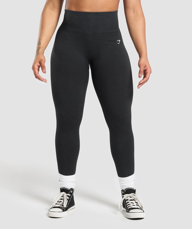 Gymshark Gains Seamless Leggings Black | 98472XGCI