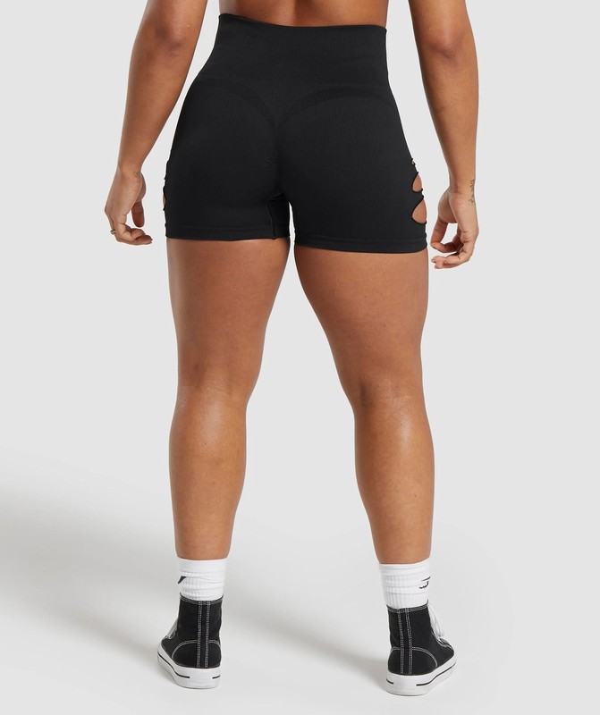 Gymshark Gains Seamless Ripped Short Black | 71453SMNT