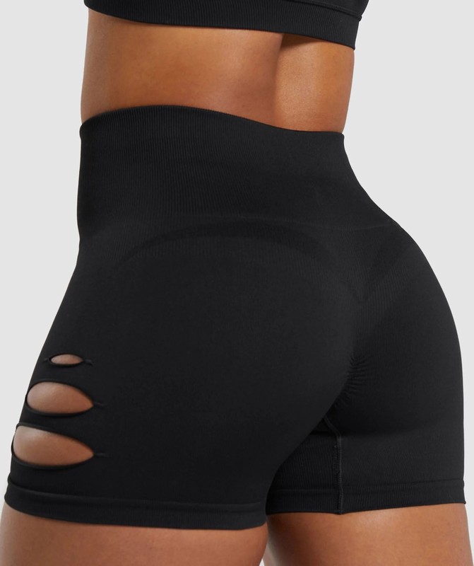 Gymshark Gains Seamless Ripped Short Black | 71453SMNT