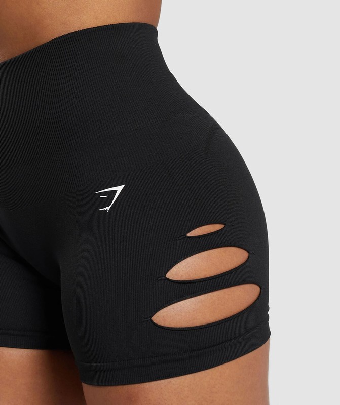 Gymshark Gains Seamless Ripped Short Black | 71453SMNT