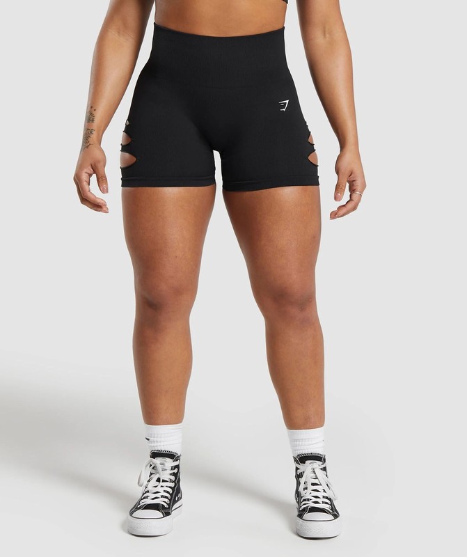 Gymshark Gains Seamless Ripped Short Black | 71453SMNT