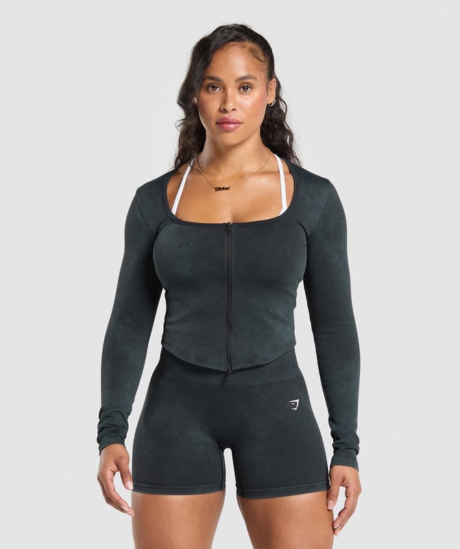 Gymshark Gains Seamless Zip Up Black | 85143SZKM