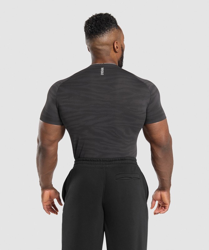 Gymshark Geo Animal Seamless T-Shirt Onyx Grey / Black | 92154SDVH
