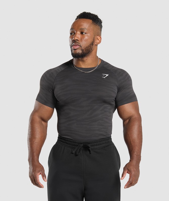Gymshark Geo Animal Seamless T-Shirt Onyx Grey / Black | 92154SDVH