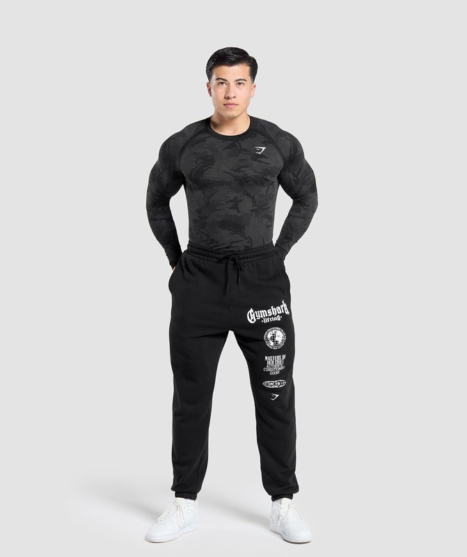 Gymshark Geo Seamless Long Sleeve T-Shirt Black / Charcoal Grey | 56231VXOC