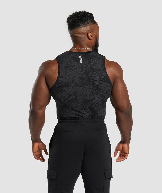 Gymshark Geo Seamless Tank Black / Charcoal Grey | 49016VZSB