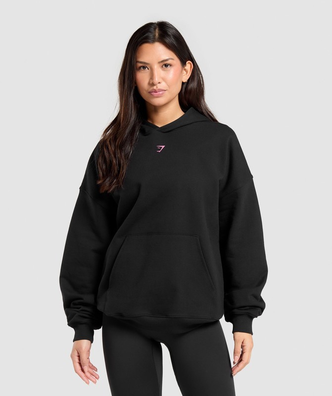 Gymshark Glow Oversized Hoodie Black | 75609LHJP