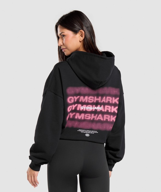 Gymshark Glow Oversized Hoodie Black | 75609LHJP