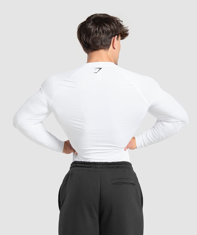 Gymshark Graphic Baselayer Long Sleeve T-Shirt White | 41268JZQA