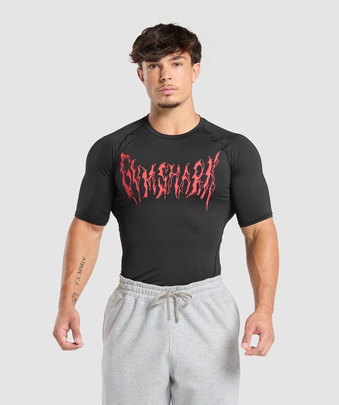 Gymshark Graphic Baselayer T-Shirt Black | 58067XVYU