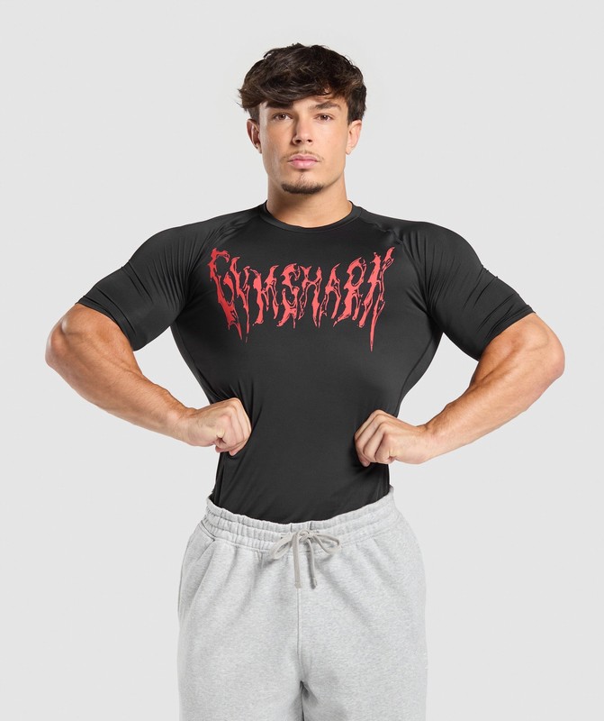 Gymshark Graphic Baselayer T-Shirt Black | 58067XVYU