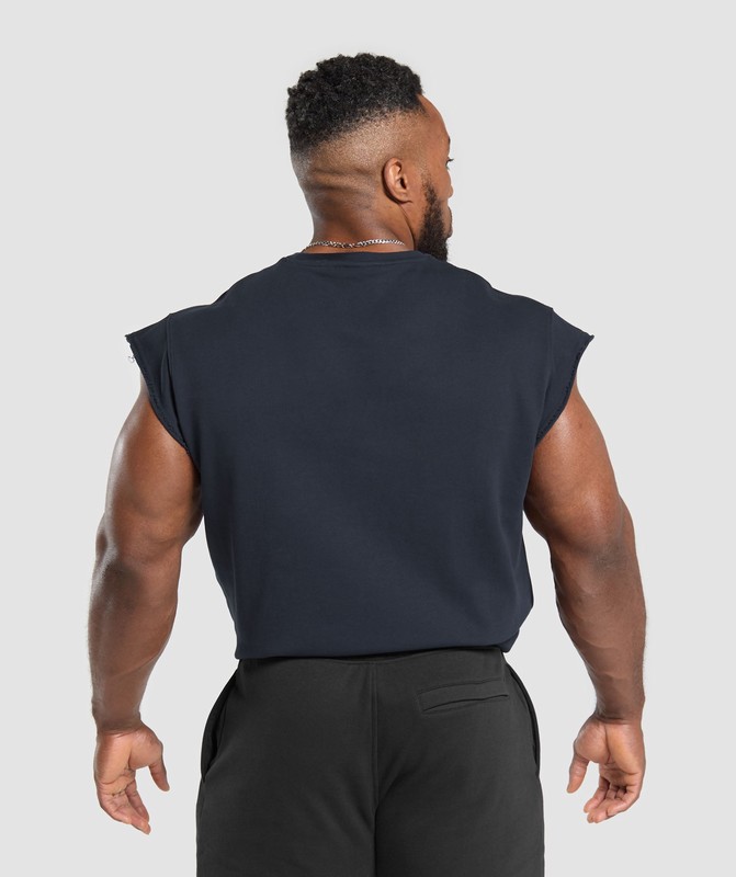 Gymshark Graphic Cut Off T-Shirt Heavy Blue | 45978BXWM