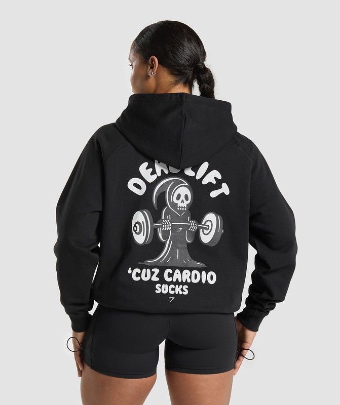 Gymshark Graphic Reaper Oversized Hoodie Black | 21795OEIT