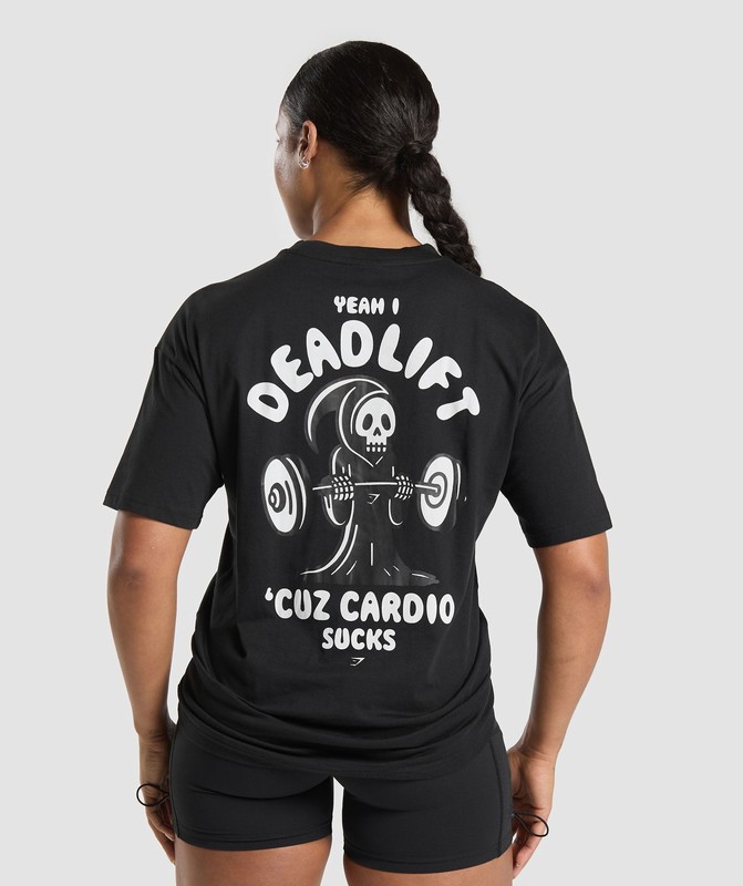 Gymshark Graphic Reaper Oversized Tee Black | 40263GVNQ