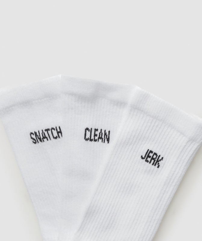 Gymshark Graphic Weightlifting Socks 3pk White | 84391MVXN