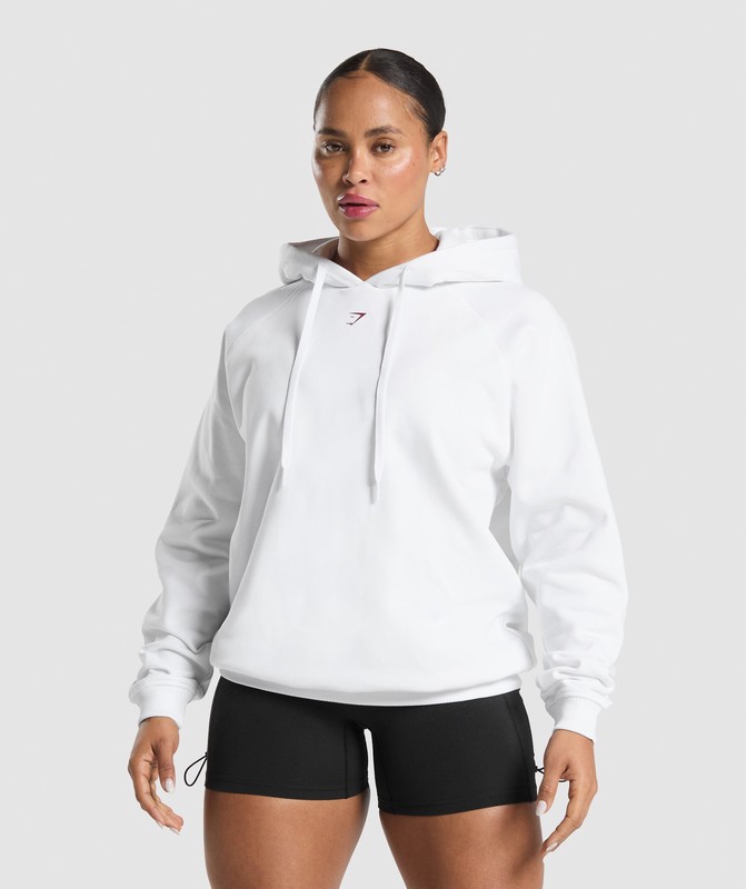 Gymshark Gym Bunny Oversized Hoodie White | 64039QTVP