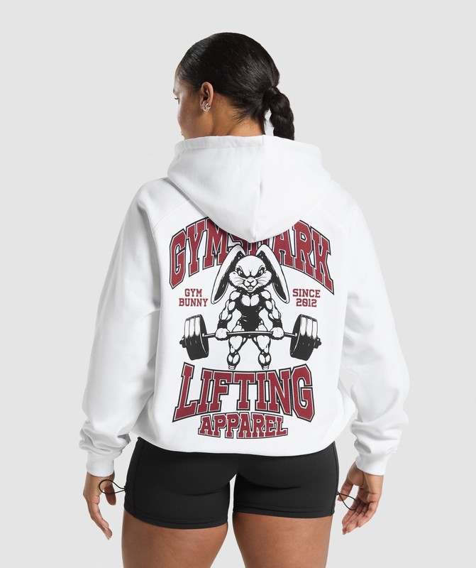 Gymshark Gym Bunny Oversized Hoodie White | 64039QTVP