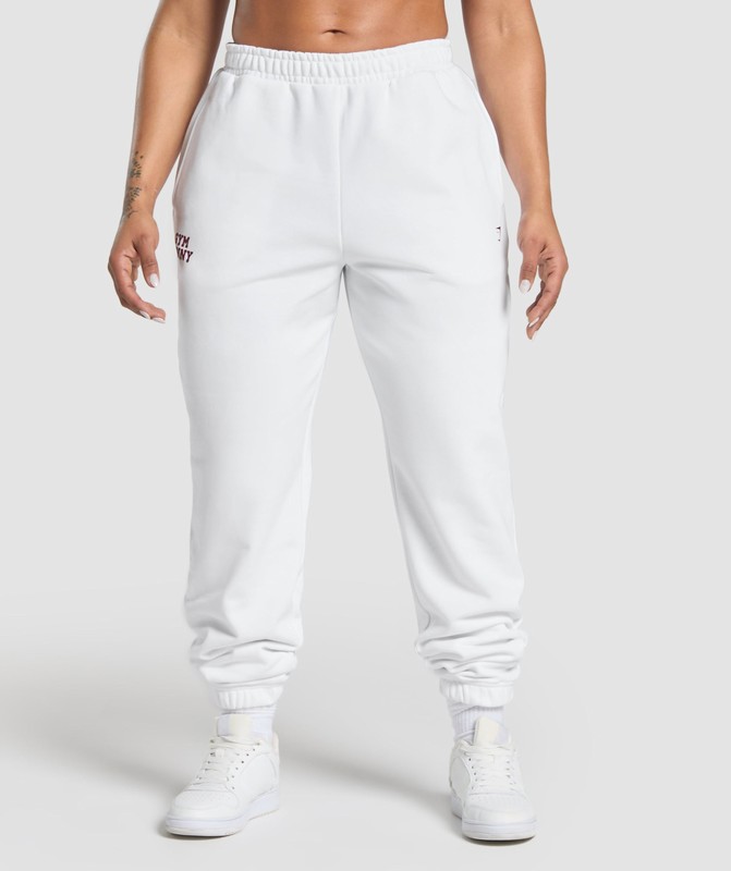 Gymshark Gym Bunny Oversized Joggers White | 49517IQXW