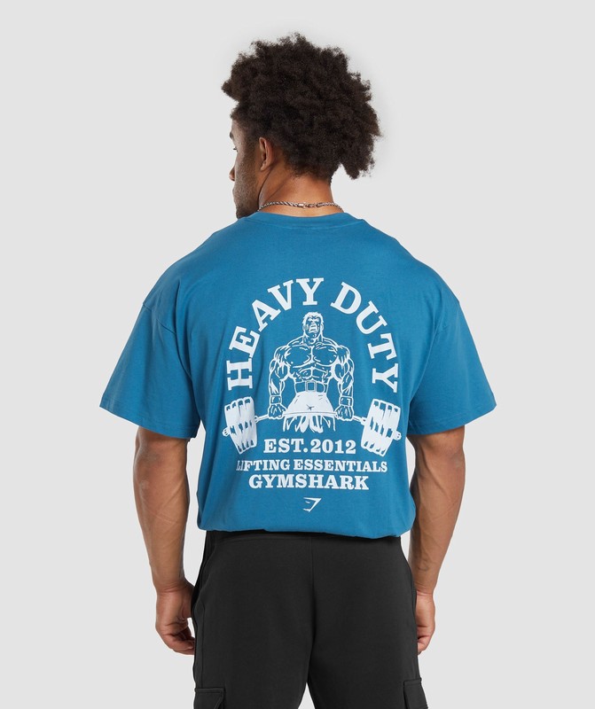Gymshark Heavy Duty T-Shirt Core Blue | 37689VCEB