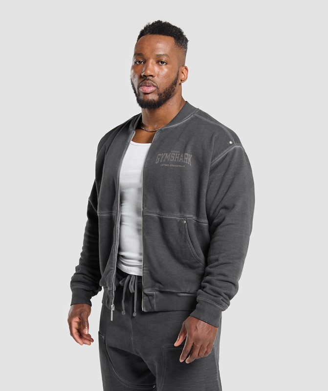 Gymshark Heavyweight Bomber Jacket Black / Wash | 70593MAIJ