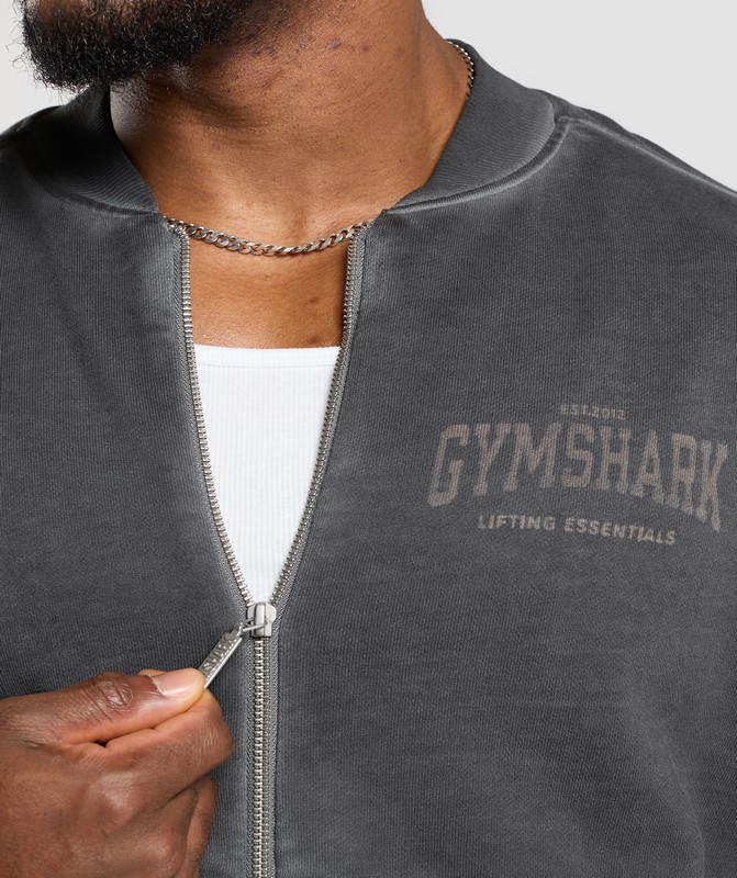 Gymshark Heavyweight Bomber Jacket Black / Wash | 70593MAIJ
