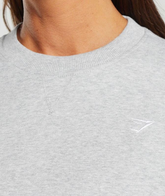 Gymshark Heavyweight Cotton Long Sleeve Top Light Grey Marl | 94257YMBS
