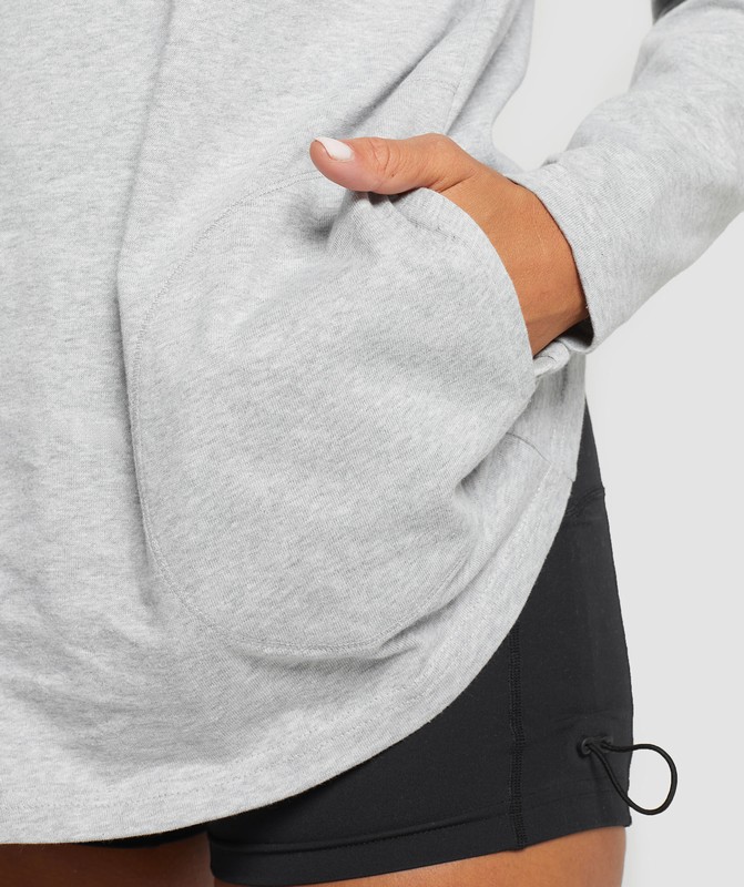 Gymshark Heavyweight Cotton Long Sleeve Top Light Grey Marl | 94257YMBS