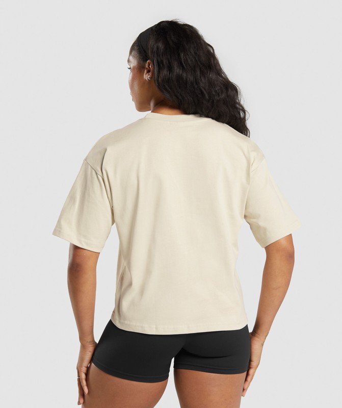 Gymshark Heavyweight Cotton T-Shirt Ecru White | 75096LQKR
