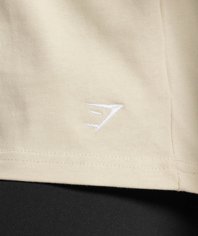 Gymshark Heavyweight Cotton T-Shirt Ecru White | 75096LQKR