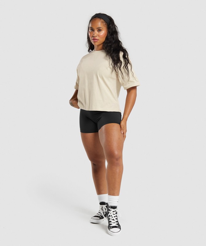 Gymshark Heavyweight Cotton T-Shirt Ecru White | 75096LQKR