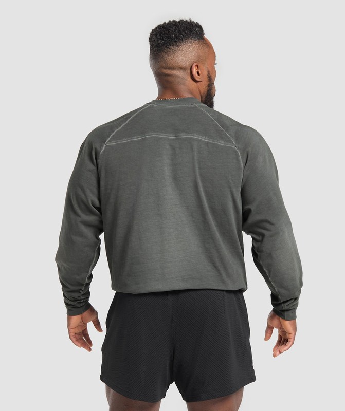 Gymshark Heavyweight Long Sleeve T-Shirt Black / Wash | 16980SNKH